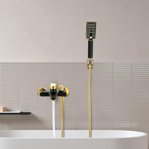 biniliubi Douche Main Colonne Mitigeur Thermostatique Pommeau Robinet MéLangeur Bain Shower Baignoire Ensemble SystèMe Pluie Bain Thermostat Kit Colonne Ensemble Douchette Grande Flexibilité