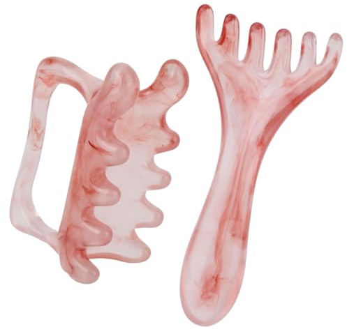 Juego Herramientas Masaje Fascia & Cuero Cabelludo, Portátil Masajeador Liberación Miofascial para Nudos Musculares Celulitis Masajeador Cabeza para Crecimiento Cabello Relajación (Ámbar)