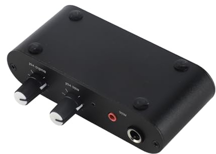 Plyisty Mini Preamplificatore Audio Stereo Amplificatore per Cuffie Decolatore del Volume con Uscita Jack 3,5 Mm, Stereo di Interruttore di Scatala, Segnale Senza Perdita, per