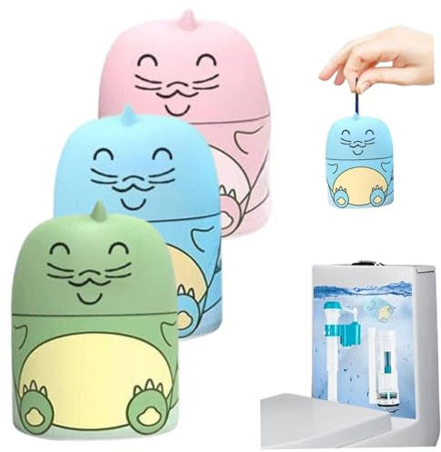 Limpiadores de inodoros de 3 piezas, limpiador de inodoros perfumado con dibujos animados lindos con cordón que dura 90 días para limpiadores de baños, , baños, limpieza de tanques