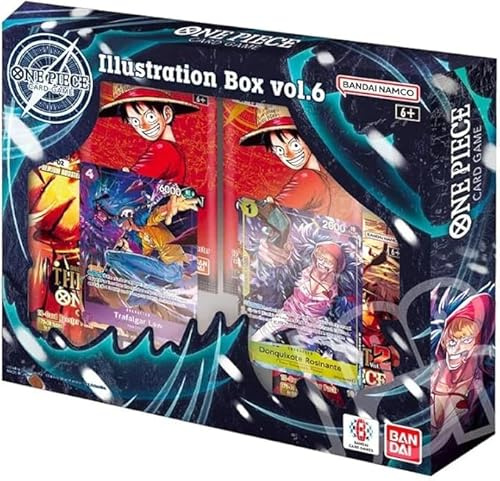 Juego de cartas coleccionables de una pieza TCG Illustration Box Vol. 6, contiene 2 cartas promocionales y 4 paquetes de refuerzo