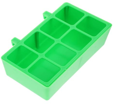 JEWEDECO Bird Cage Food Dispenser 8 Compartments, Green Plastic Parrot Feeder Bowl, Anti-Scatter Design for Indoor Birds and Small Parakeets