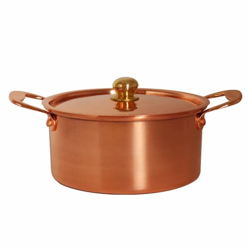 SYLUOQP Olla de Cobre for Estufa, Olla de Cocina de inducción de Forma Hermosa con Tapa, Cacerola, Utensilios de Cocina de Cobre, Olla Caliente for Restaurante y hogar, 16CM