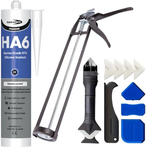 Clear Silicone Sealant Kit With Bathroom Silicone Sealant, Silicone Remover Tool And Sealant Gun - Aquarium Glue, Shower Sealant, Caulking Gun, Silicone Gun Applicator, Mastic Gun
