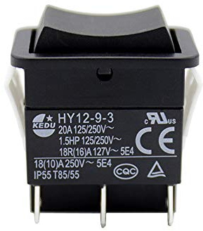 KEDU HY12-9-3 6-stift industriellt elverktyg Vippomkopplare (ON)-OFF-(ON) Tryckknappsbrytare med bilateral självåterställning 125/250V 20/18/(10)A , 2-pack