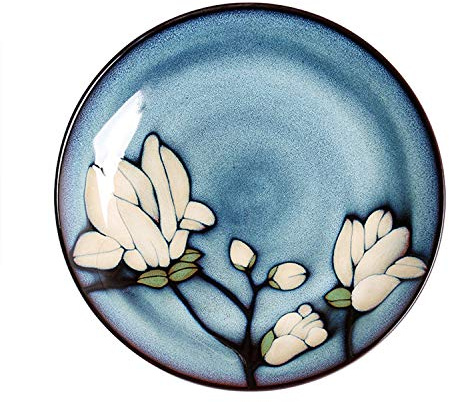 SHINING Blue Creative Hand Painting Porcelain Dinnerware Tableware Dinner Service Set Saqure Plate Deep Plate Bowl For Wedding Birthday Christmas Gift (8 Deep Plate)