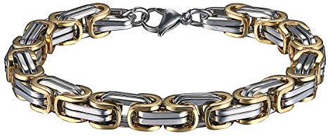 OIDEA Edelstahl Armband Herren Cuban Panzerkette Charmsarmband Armschmuck Armkette Gold Königskette Königsarmband Herrenarmband Byzantinischem Geschenk für Männer