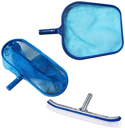 well2wellness Pool Kescher Set mit Pool Laubkescher und Pool Bodenkescher Plus Pool Beckenbürste aluverstärkt