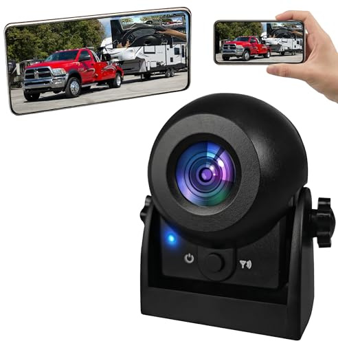 Wireless Backup Camera,1080P HD Magnetic Rear View Camera for Truck/RV/Trailer, Works with CarPlay & Android Auto/in‑Dash Screen, No‑Drill Install, Rechargeable Battery, Night Vision, IP68