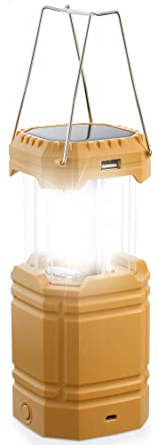 Solar Camping Laternen Wiederaufladbare mit Handkurbel, LED-Taschenlampe Lampe ohne Stromanschluss, 3000-mAh-Notstrombank, Campinglampe Batteriebetrieben, Wasserdicht zum Wandern, Überlebenskit