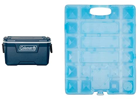 Coleman Xtreme 70QT Kühlbox, große Thermobox mit 66L Fassungsvermögen, hochwertige PU-Vollschaumkernisolierung & Campingaz Campingküche Freezpack, Blau