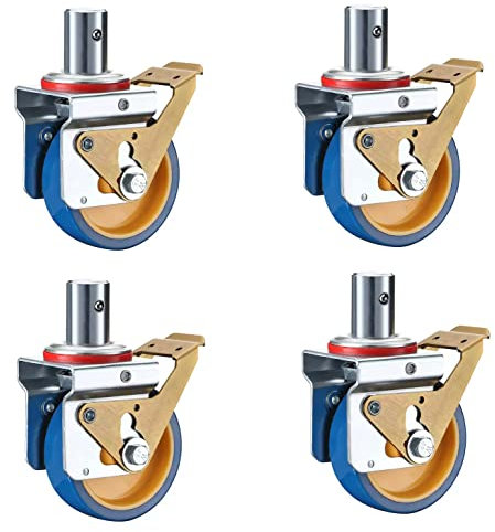 Set of 4 125mm 5 Inch Castors Wheels for Alloy Scaffold Tower, to Suit Youngman, Boss, Eiger, Instant