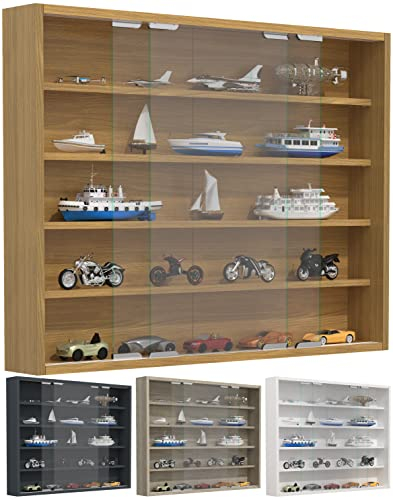 VCM Glasvitrine hängend | Vitrine Glas mit ESG-Sicherheitsglas | Maße ca. H. H. 60 x B. 77 x T. 10 cm | Hängevitrine Glas | Modern und platzsparend | Glas Vitrinenschrank - Agisa L