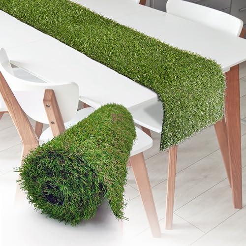 WALPLUS 200 cm x 33 cm Artificial Grass Table Runner Reusable Fake Faux Grass Table Cloth Easy to Clean for Event Party Mincraft Decoration Mad Hatter Afternoon Tea Easter Festival Theme Decor
