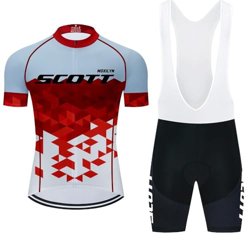 Moxilyn Maillot de Cyclisme + Cuissard Homme Tenue Cycliste Respirant Manche Courte Séchage Rapide T-Shirt VTT Velo de Route