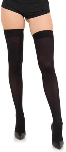 Sugar Sunday Opaque Thigh High Stockings For Women Sexy Over The Knee Thigh High Socks Nylon Thigh Highs - Black - OS