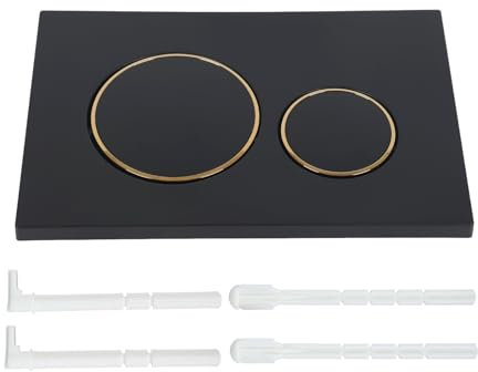 Drückerplatte mit Einbaurahmen,Betätigungsplatte passend für Geberit Sigma 20 UP300 & 320 Betätigungsplatte Ersatzteile mit Spülhebelset WC Spülkasten Ersatzteile (Schwarz Matt mit Goldener Ring)