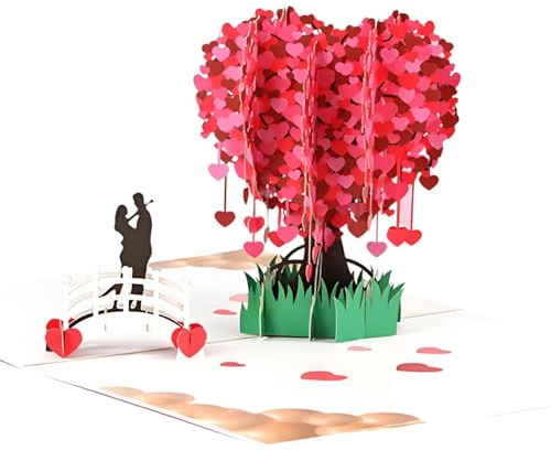 Carte de mariage pop-up 3D - Arbre d'amour romantique - Avec enveloppe - Idée cadeau spéciale pour les mariés