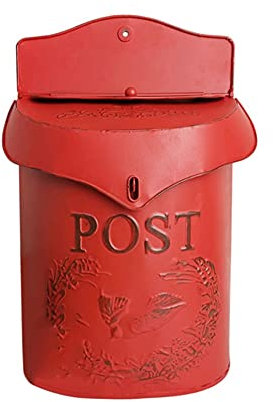 NSTVVEE Cassetta Postale Vintage in Metallo con Serratura di Sicurezza, per Lettere e giornali, Ornamento da Giardino, Rosso (Rosso)