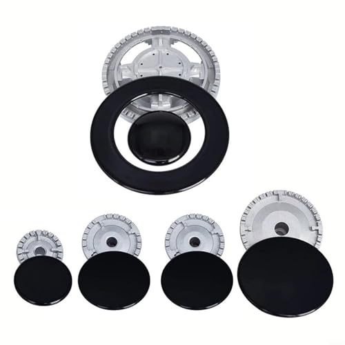 EffiFish Metal Gas Stove Burner Cap Kit Flame Cover Replacement Parts, For SABAF Ranges With 6 Burner Cap 5 Flame Diffusers (Flat)