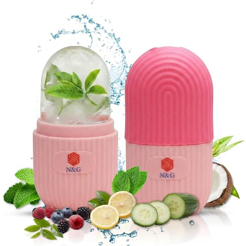 N&G Ice Roller for Face & Eyes – Reusable Silicone Ice Face Roller | Reduces Puffiness, Shrinks Pores & Boosts Skin Elasticity – Leak-Proof Cold Therapy Tool for Women (Pink)