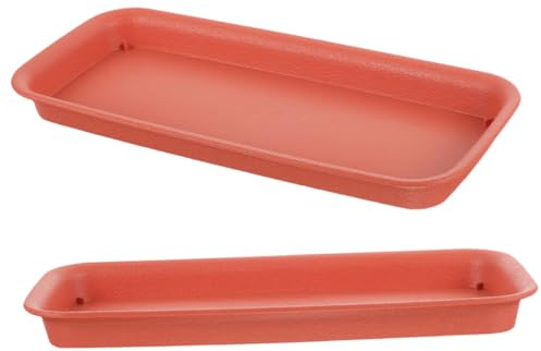 Homoyoyo Bandejas para Plantas en Macetas Rectangulares 2 Piezas para Interior y Exterior 40x15 Cm Plástico Resistente Color Rojo Ladrillo Drenaje Antigoteo para Jardinería y Maceteros