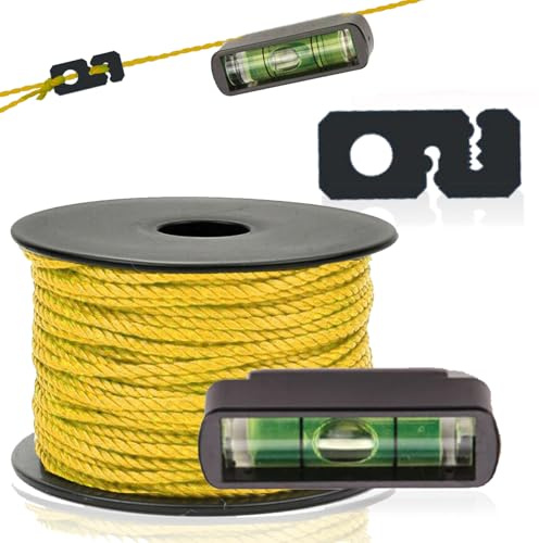 SmartyFix® Maurerschnur 50 m 1,7 mm – Richtschnur Bauschnur mit Schnurspanner & Schnurwasserwaage im Set – Präzise Fluchtschnur für Pflasterarbeiten, Mauerbau & Gartenbau