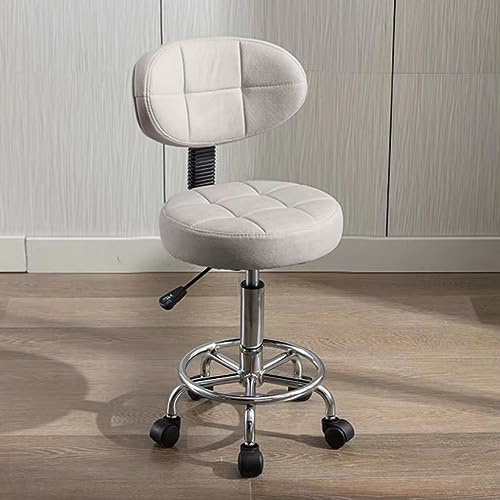 HDHNBA Silla de Oficina Moderna - Taburete Rodante con Respaldo Bajo y Altura Ajustable - Silla de Trabajo Giratoria con Reposapiés para Oficina,Hogar,Salón o Dibujo(Gris,Paquete de 1)
