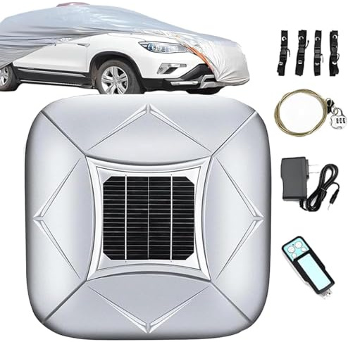 Telo Copriauto Automatico per Esterni Con Ricarica Solare, Riparo Portatile Dal Sole E Dalle Intemperie, Teli Copriauto Elettrici Retrattili Con Telecomando Intelligente,Allarme Antifurto Silver-YM