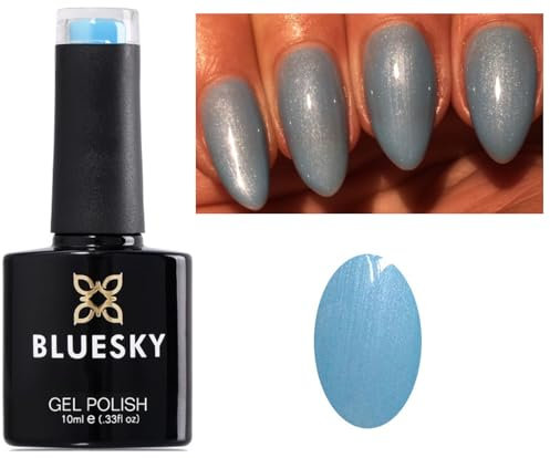 Bluesky Nail Gel Polish Blue Light Blue Shimmer Azure Wish Turquoise Blue 80549 UV LED Soak Off 10ml