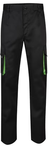 Velilla 103004 Pantalon multi-poches noir et vert citron 32