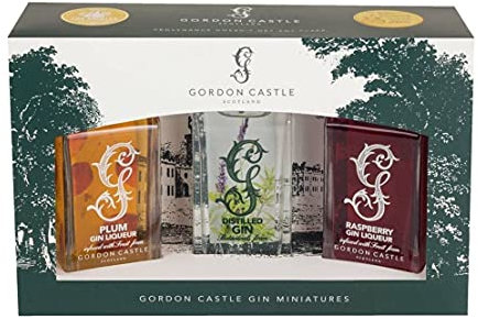 Gordon Castle Gin Gift Set – 3 x 5cl Miniature Bottles of Gin Includes Gordon Castle Scotland Botanical Gin, Raspberry Gin Liqueur, Plum Gin Liqueur