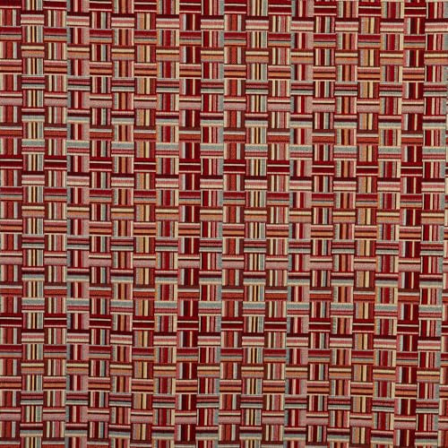 Kt KILOtela - Klädsel tyg - Jacquard Gobelin - Bomull & Polyester - 280 cm bred - med en halvmeter | Flätad - Granat, blå
