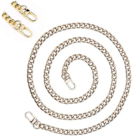 ZHjuju Cadena de bolsa, cadena de metal para cartera, correas de hombro de repuesto para bolsos, asas de bolso de 120 cm,cadenas doradas, para Billetera Bolso Bandolera Monedero.（Luz de oro）