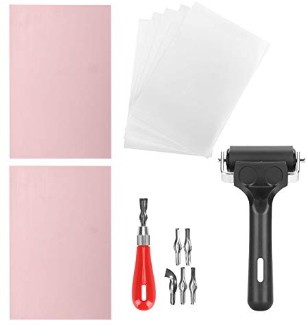 Hapivida Linoleum Stempel Schnitzset, Komplettes Linolschnitt Werkzeug Set mit Gummiblöcken und Schneidwerkzeugen, inklusive Transparentpapier und Gummiblöcke für DIY Kunsthandwerk und Druckgrafiken