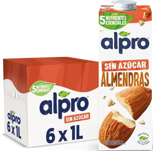 Alpro Bebida Vegetal de Almendras sin Ázucar - Pack de 6 x 1L