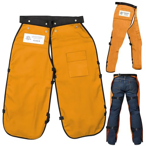 MGP SUPPLY Apron Style Chainsaw Chaps for Men with Pocket & Adjustable Waist | Lightweight Class B Protective Chainsaw Safety Equipment | Orange 35