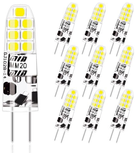 Aegislogic Lampade LED G4 Lampadina 12V, dimmerabile G4 bianco freddo 6000K Sostituzione lampade alogene 10W 20W, Senza sfarfallio,10 unità