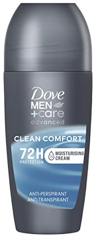Dove Men+Care Advanced Clean Comfort Men's Antiperspirant Deodorant Roll On with ¼ moisturising cream & Anti-Odour technology for 72 hour protection against sweat and odour 50 ml