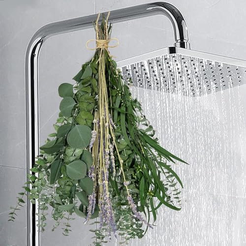 52 PCS Eucalyptus Stems & Lavender Flowers Bundle - Natural Dried Bouquet for Shower, Wedding, Spring, Living Room, Bedroom, Bathroom