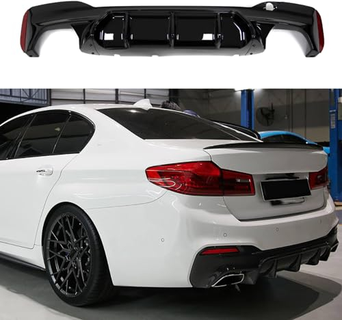 VeroCh Auto Heckschürzen Heckspoiler Diffusor-Splitter, für BMW 5 Series G30/G38 2018-2023 die hintere Lippe im -Stoßstangenstil,A/Glossy Black