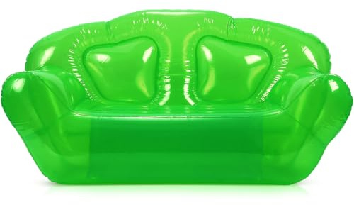 Kigley Transparent Inflatable Sofa Seat Blow up Chair Yard Portable Inflatable Couch Air Couch Patio Blow up Furniture for Camping Outdoor Beach Room Adult Teen (Green,70.86 * 35.43 * 37.4inch)