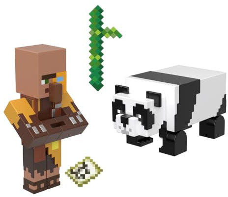 Minecraft Vanilla Action Figure Cartographer Jungle and Panda 3.25 Pack for Kids Ages 6 and Up