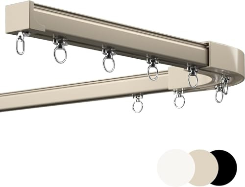 Binari per tende in lega di alluminio, binario a soffitto e parete, aste per tende a binario singolo/doppio per carichi pesanti con angolo di 90 gradi, con curve ad angolo di 90° per finestre