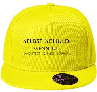 DELUNO Selbst Schuld wenn du dachtest ich sei normal Baseball Cap Unisex Mütze Kappe für Herren und Damen einfarbige Basecap Gelb (Cap-523-Gelb)