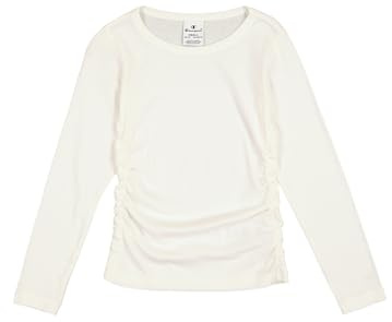 Champion Legacy Emotional Dance G (405021) - Camiseta de manga larga con cuello redondo de algodón suave 1x1 Rib (190 g), Marshmallow (STR), 7-8 años (S) Niñas FW24
