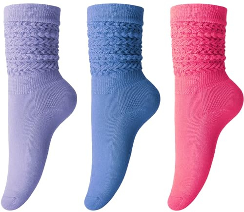 DRESHOW 3 Paia Calzini Slouchy da Donna Calzini Morbidi Ragazza Scrunch Calzettoni Calzini Lavorati a Maglia al Ginocchio Impilabili per Donne Stivali