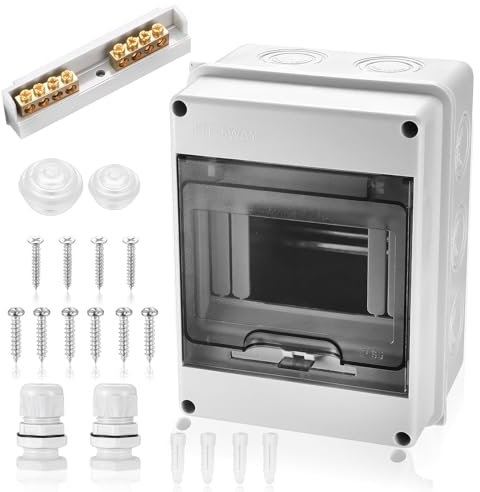 Sicherungskasten Aufputz IP65 wasserdicht, Aufputz 5 Wege Verteilerkasten, Unterverteilung Kleinverteiler Aufputz 1 Reihig-5 Module, Stromverteilung Verteilerschrank mit Terminals für Garten Außen