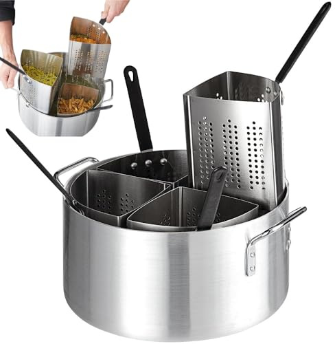 5-Piece Vegetable and Pasta Cooker Set with 14-inch 20 Qt. Aluminum Pot and 5 Qt. Stainless Steel Inserts Strainer Baskets,7-inch high pasta pot with strainer baskets to cook multiple servings at once