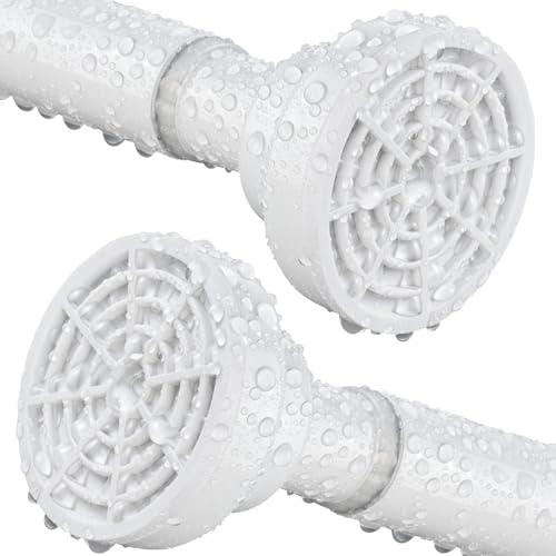 Shower Curtain Rod, Stainless Steel Extendable Shower Curtain Pole Tension Rods for Curtain No Drilling Shower Curtain Rail Net Curtain Poles for Bathroom Window Closet Kitchen Wardrobe 63-118cm,White